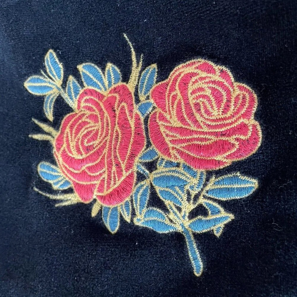 ASOS Long Sleeve 3X Velvet Sweatshirt Top Black Embroidered Lounge Boho - Picture 4 of 9